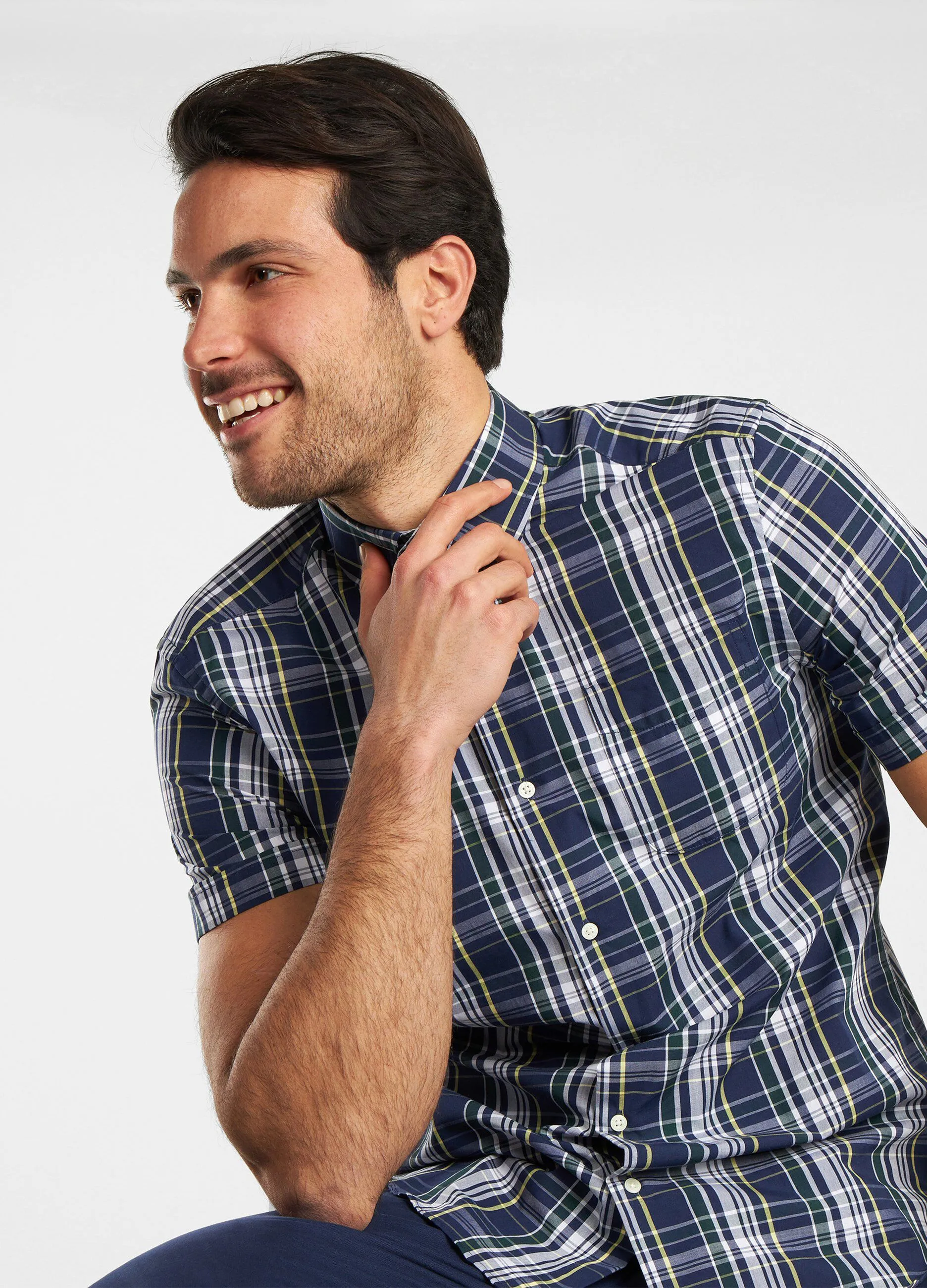 Camicia a quadri in misto cotone uomo