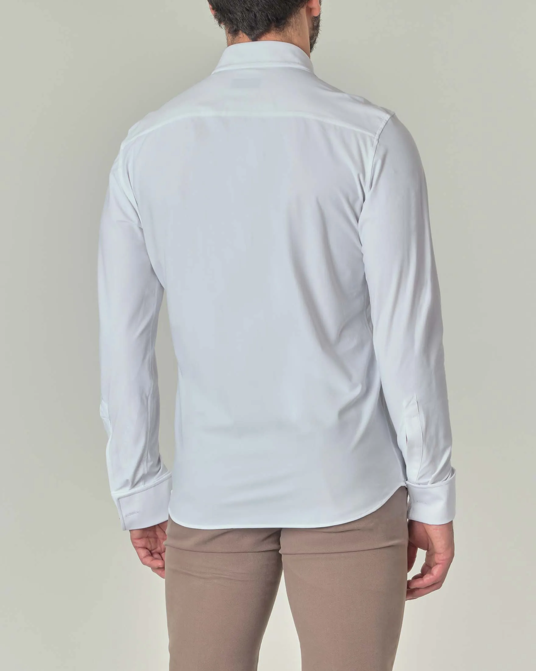 Camicia bianca da cerimonia con polso doppio in tessuto tecnico hyper comfort