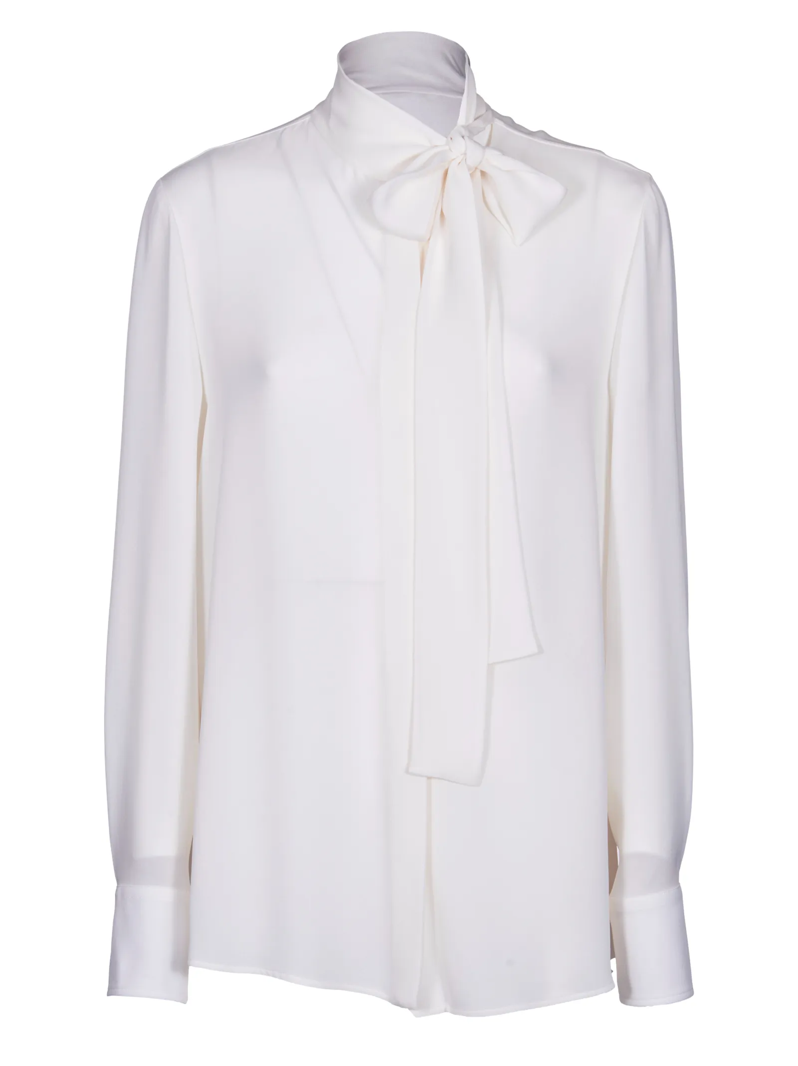 Camicia con Sciarpina in Georgette Bianco Donna
