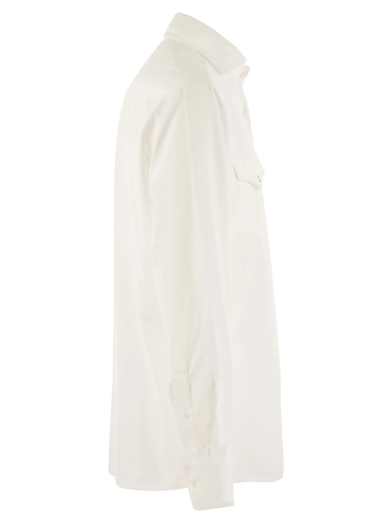 Camicia easy fit in velluto a costine tinto capo con bottoni automatici, spallone e taschini