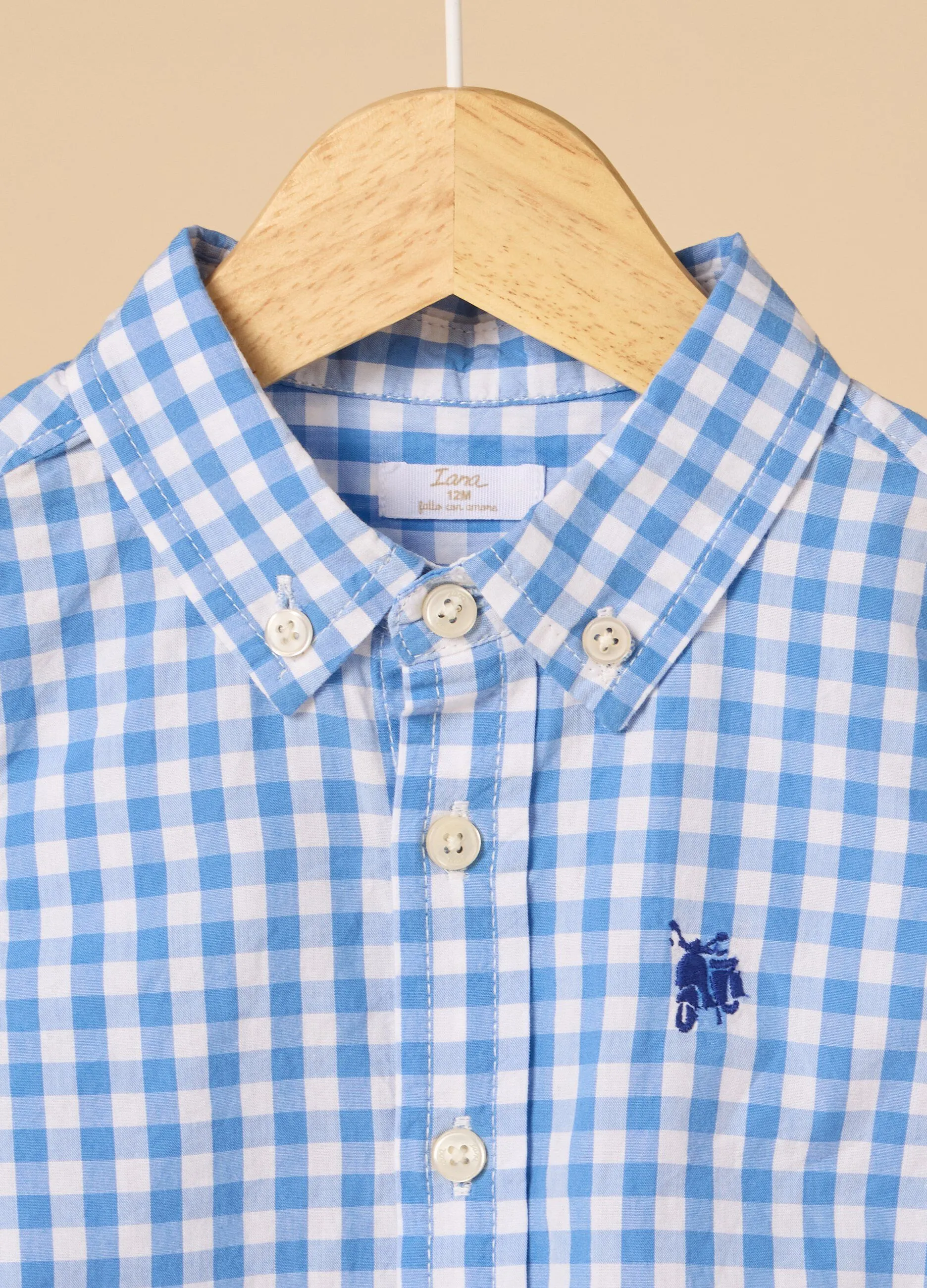 Camicia IANA a quadri in puro cotone neonato