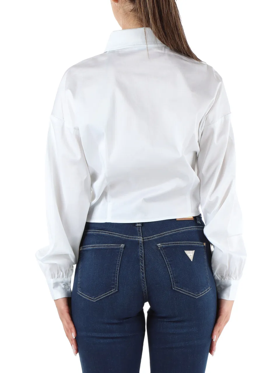 Camicia in cotone stretch con nodo frontale