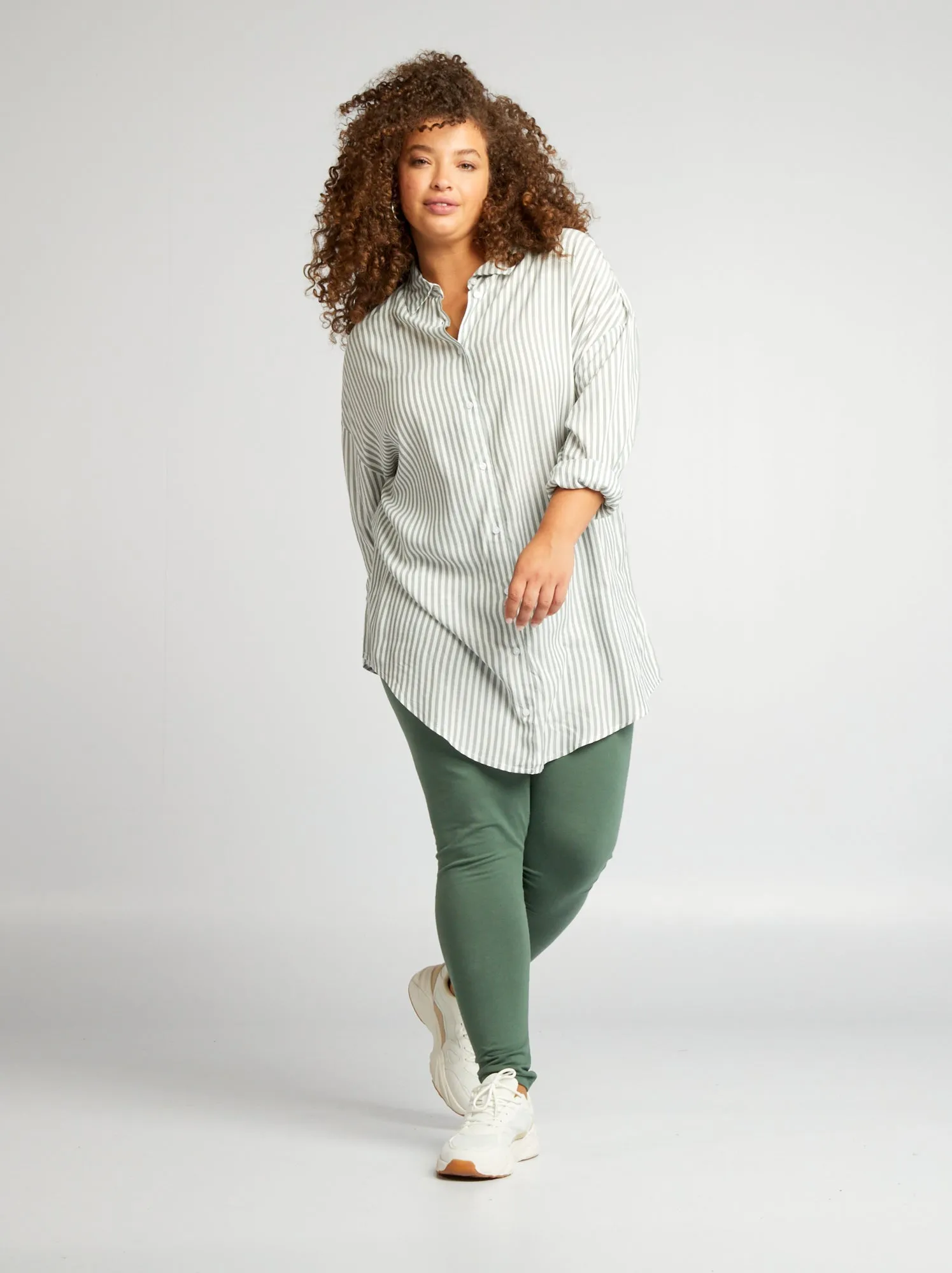 Camicia lunga a righe - KAKI