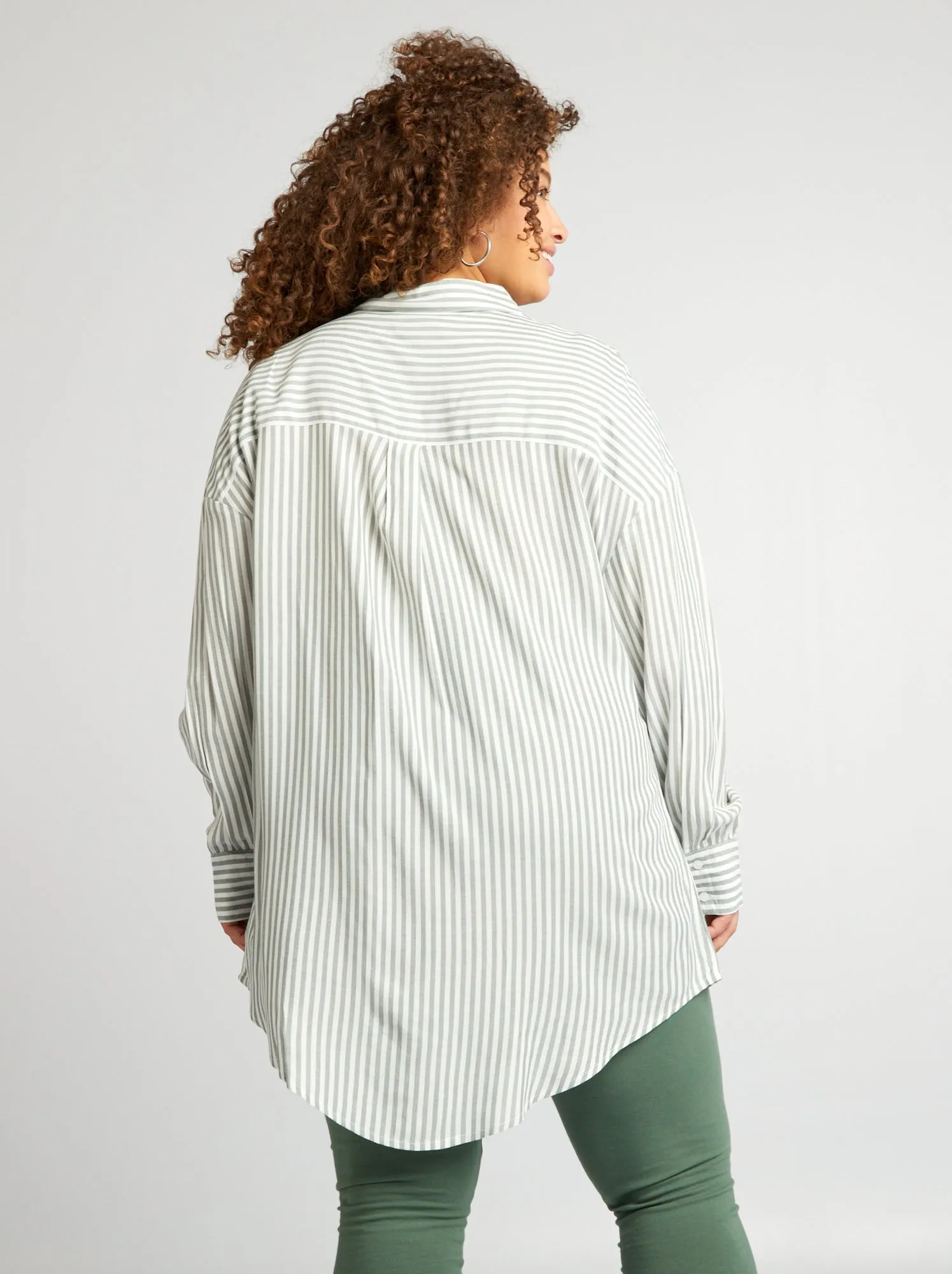 Camicia lunga a righe - KAKI