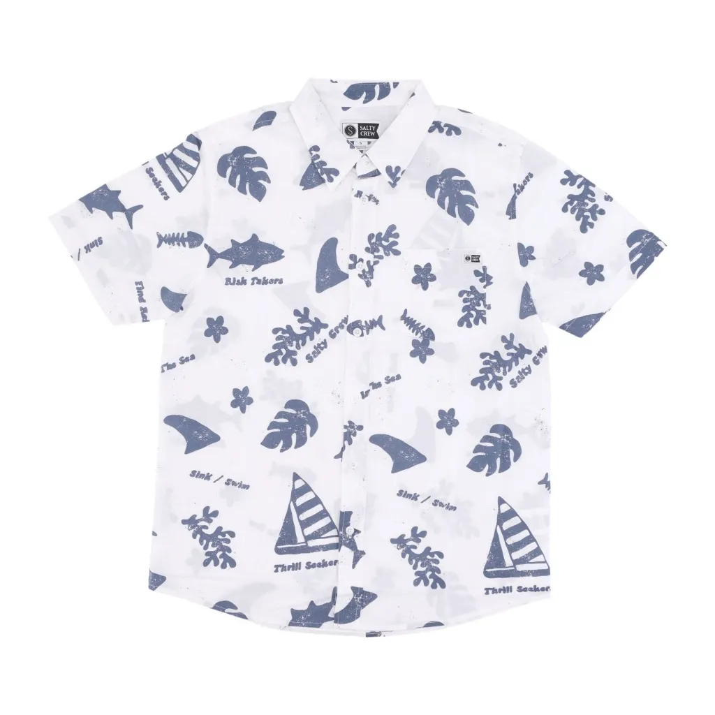 camicia manica corta uomo twisted tides woven shirt WHITE