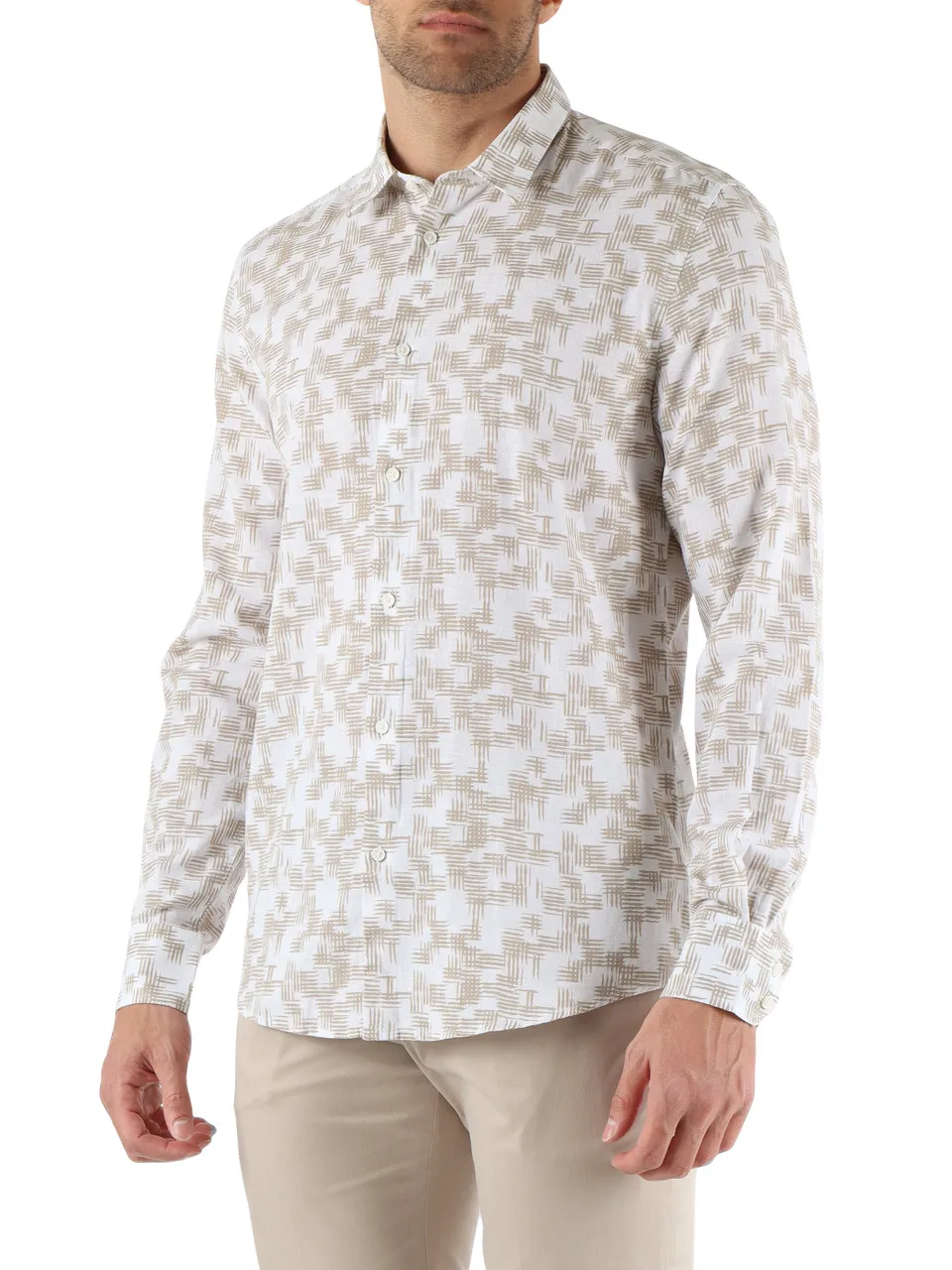 Camicia NAPOLI slim fit in cotone e lino