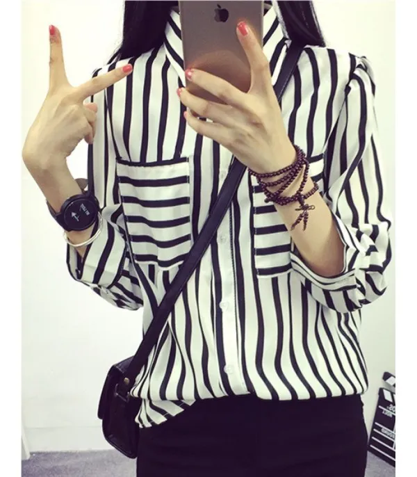 Camicia righe bianco Nero - Dream Shop