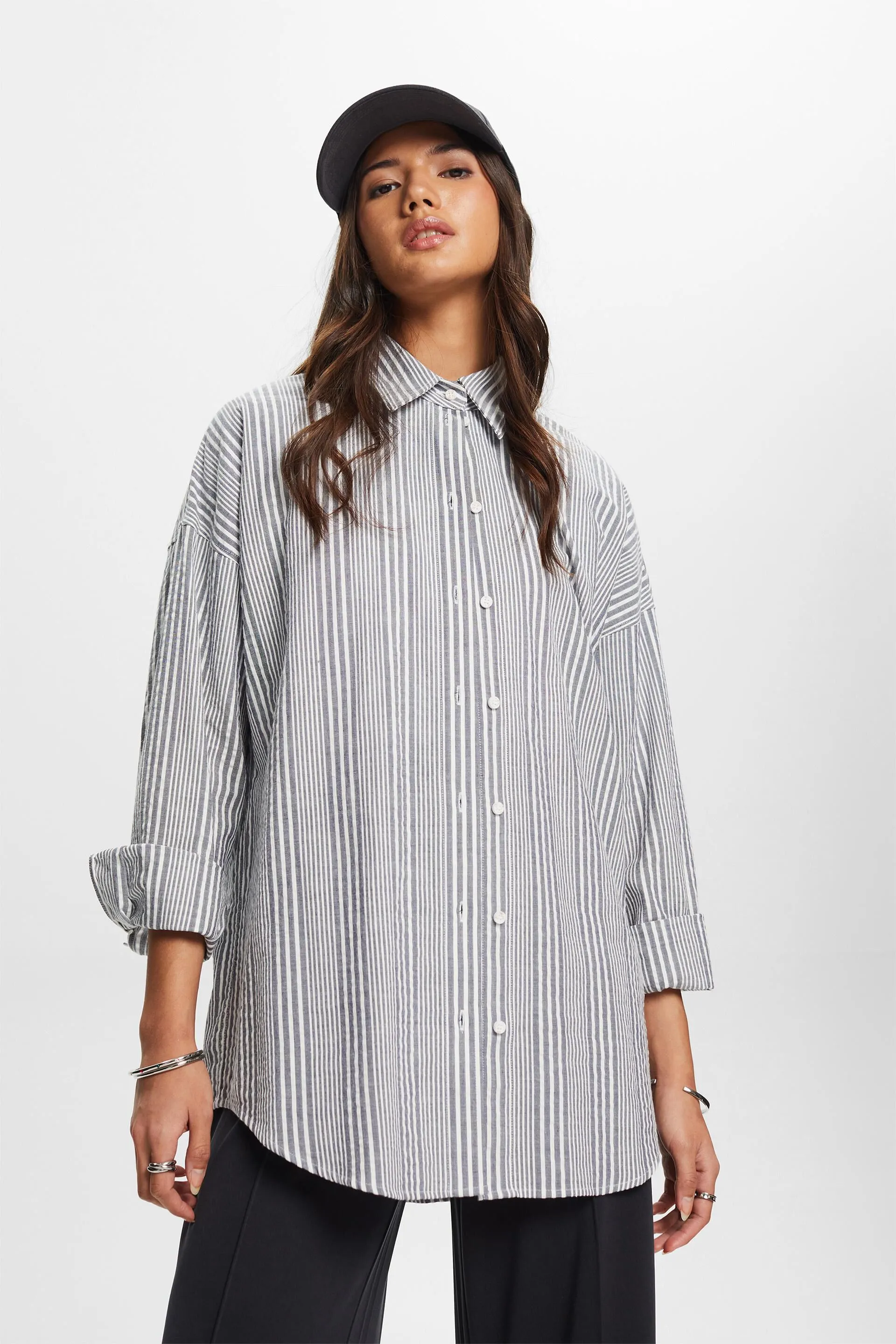 Camicia seersucker oversize, 100% cotone