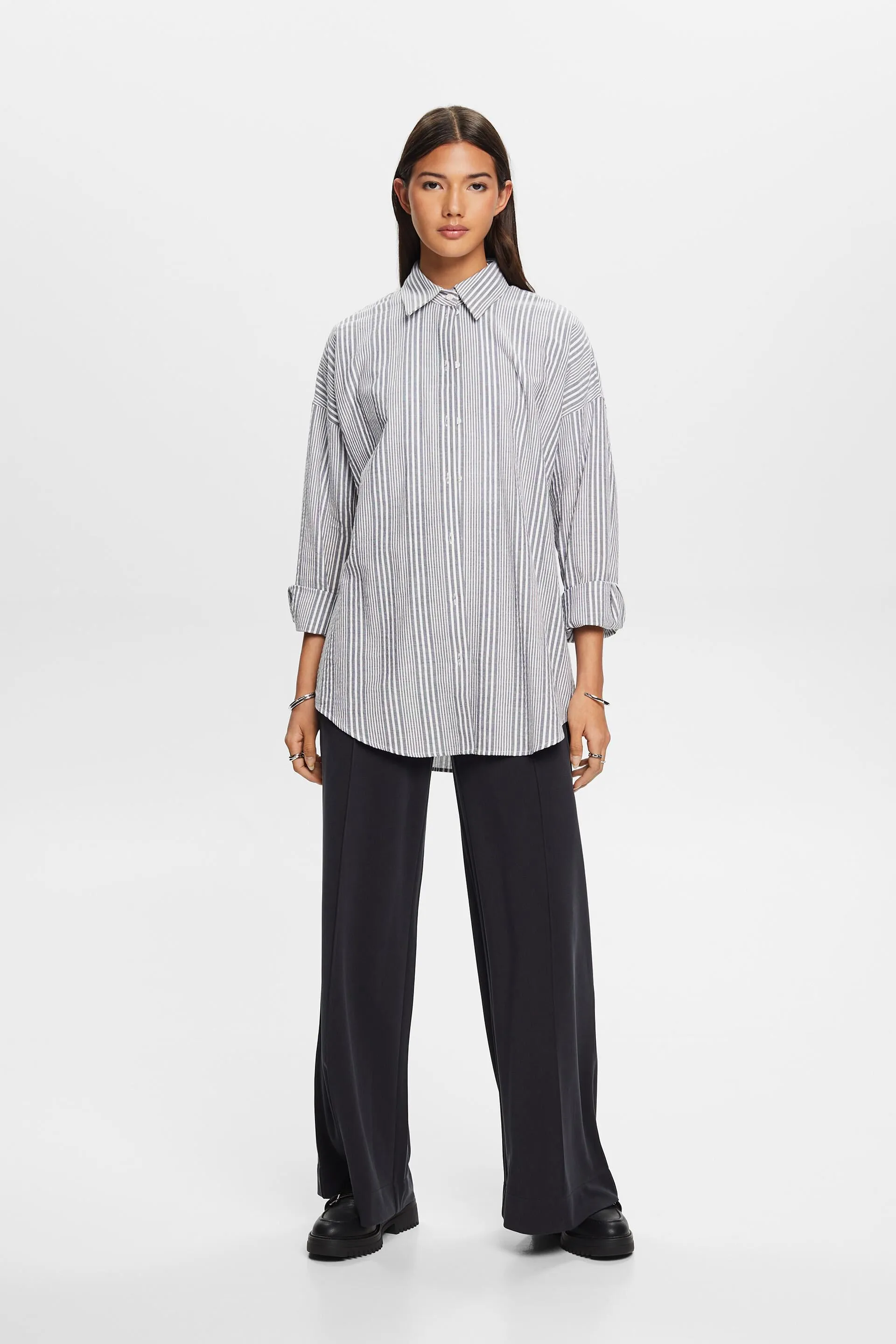 Camicia seersucker oversize, 100% cotone