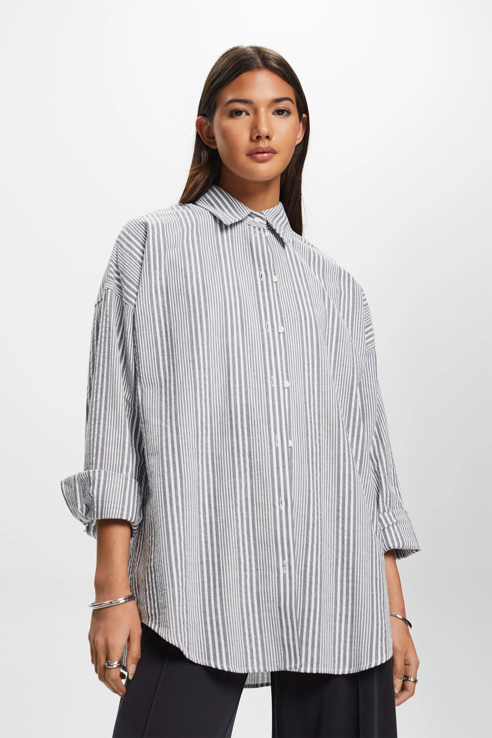 Camicia seersucker oversize, 100% cotone