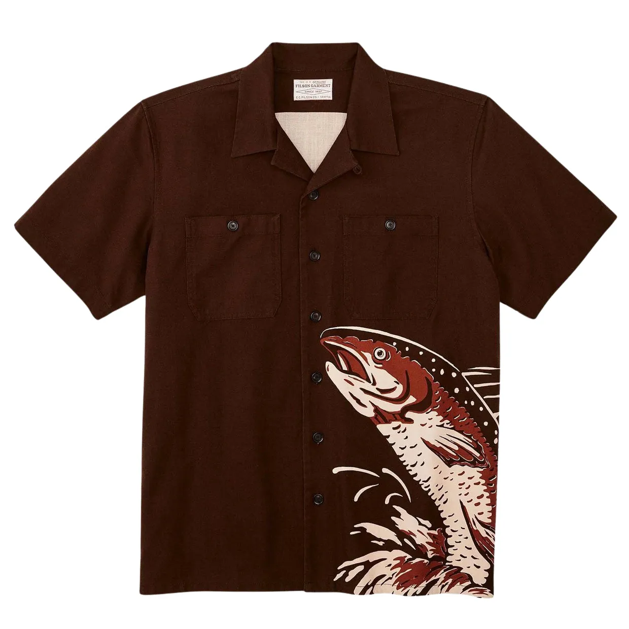 Camicia Uomo Filson Rustic Maniche Corte Marrone Multicolor