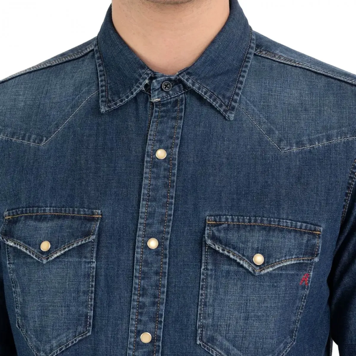 Camicia Western In Denim Dark Blue