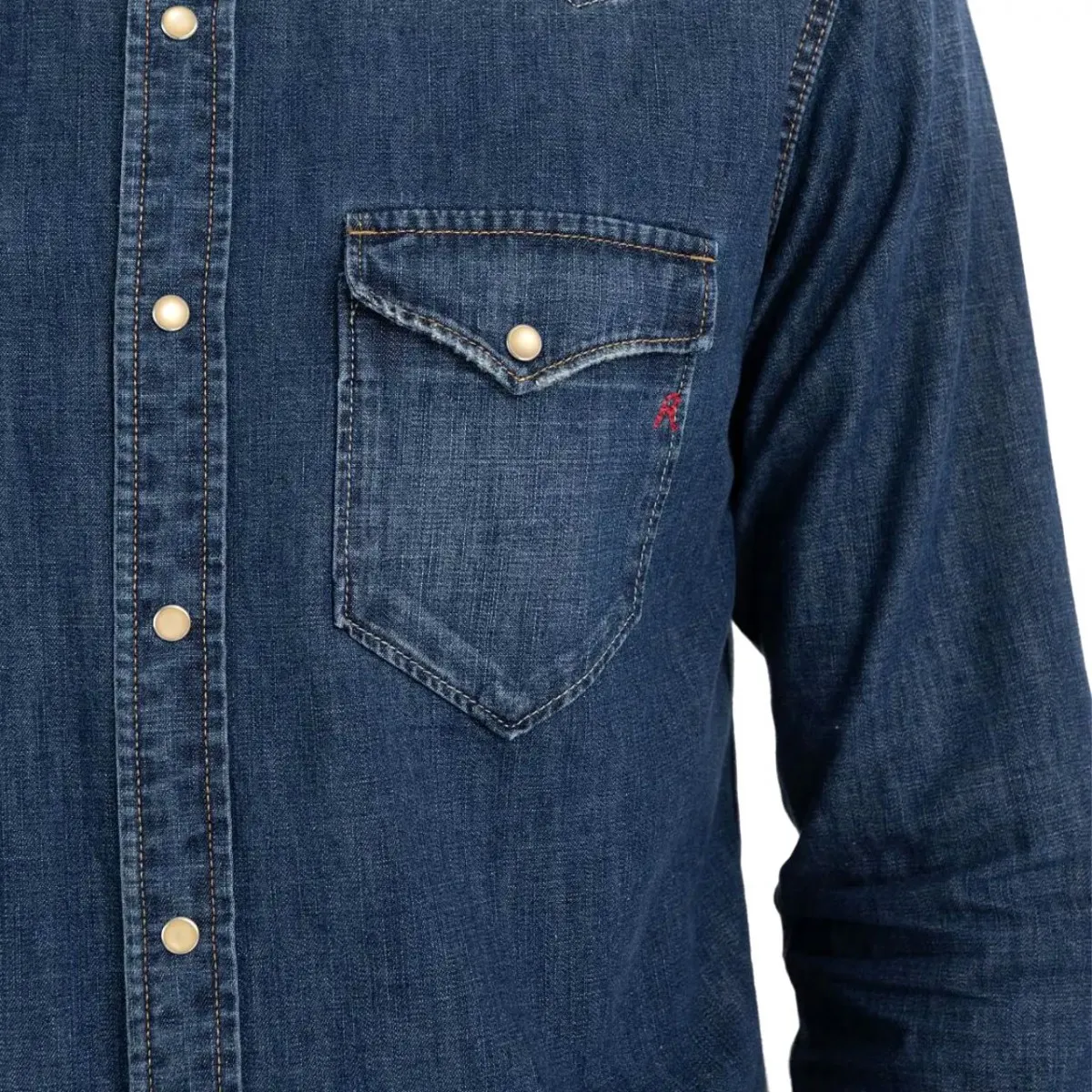 Camicia Western In Denim Dark Blue