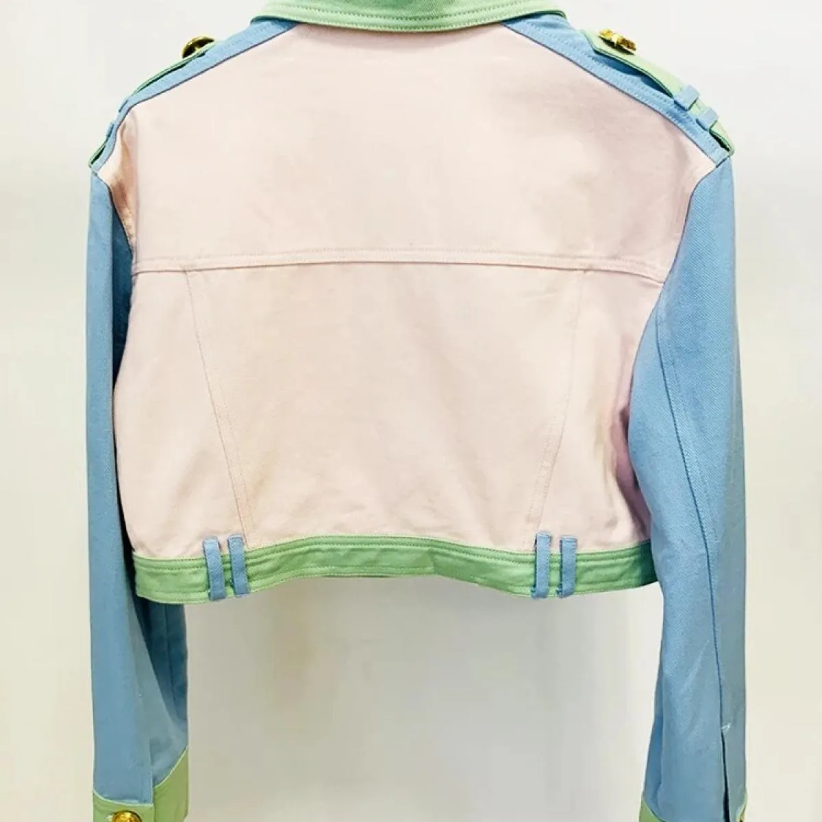 Cappotto di jeans Giacca di jeans patchwork corta con bottoni Giacche di jeans da donna alte 2023