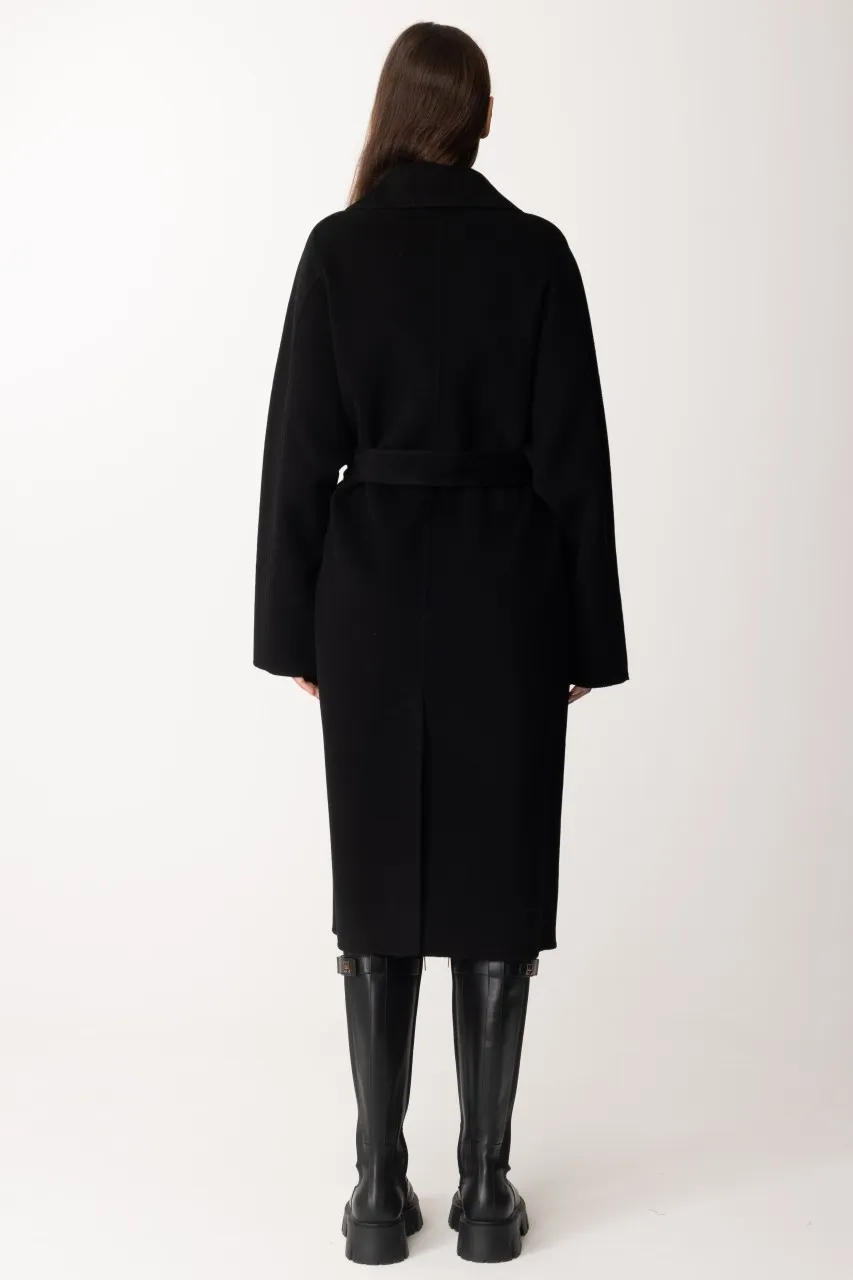 Cappotto in lana con spille sul revers Nero