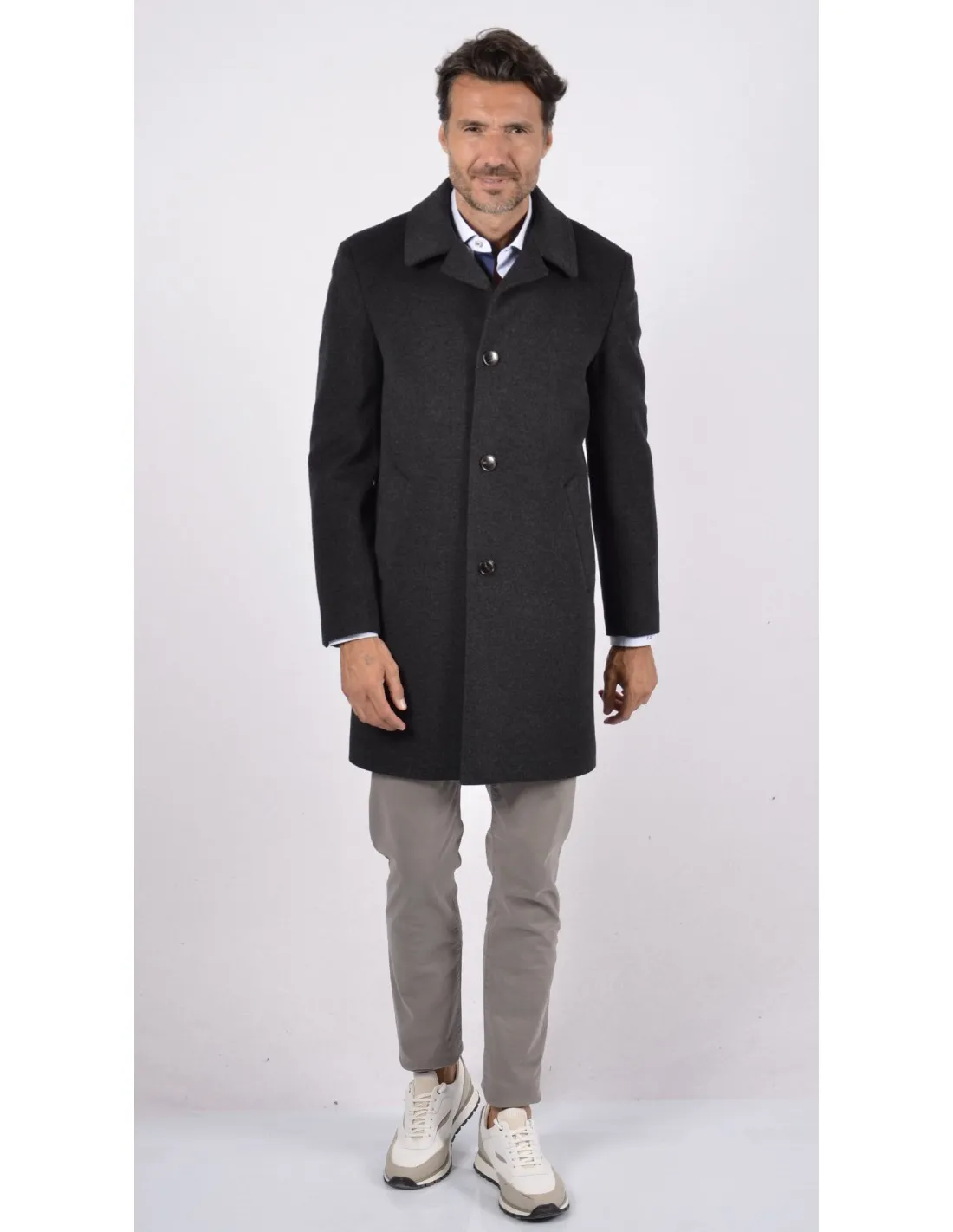 Cappotto in lana NERO collo camicia Mod Milano UK ANC A / I