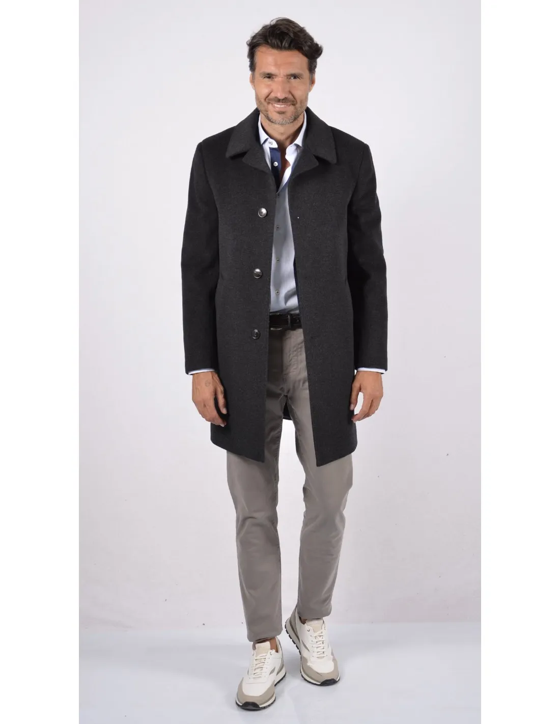 Cappotto in lana NERO collo camicia Mod Milano UK ANC A / I