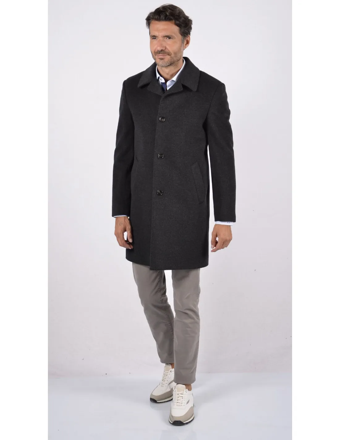 Cappotto in lana NERO collo camicia Mod Milano UK ANC A / I