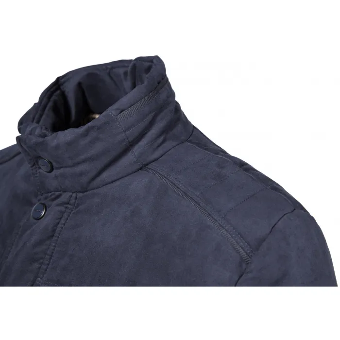 Cappotto invernale trapuntato in pelle scamosciata Sea Barrier Blu scuro