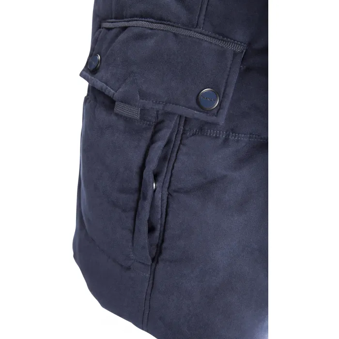 Cappotto invernale trapuntato in pelle scamosciata Sea Barrier Blu scuro
