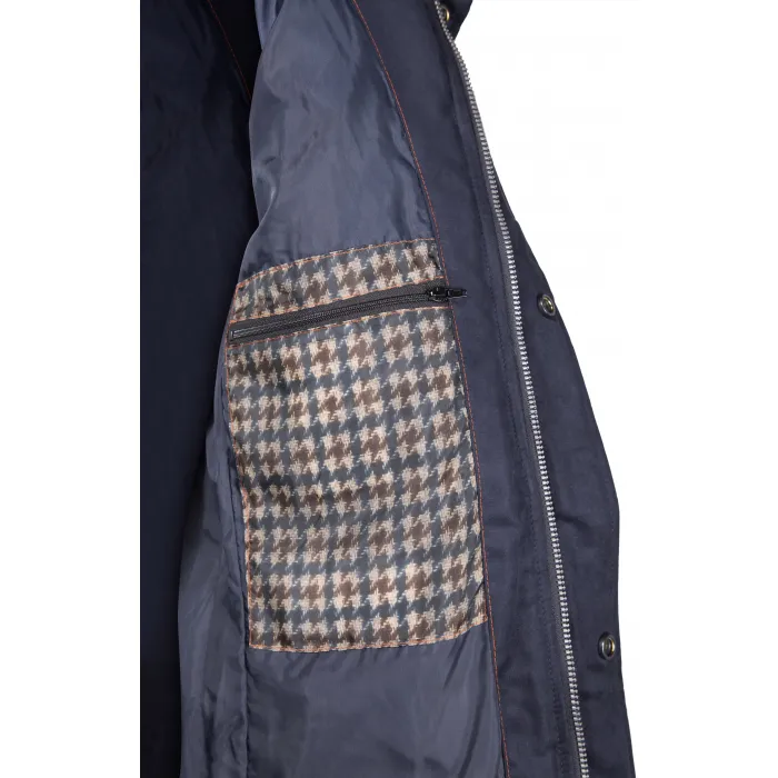 Cappotto invernale trapuntato in pelle scamosciata Sea Barrier Blu scuro