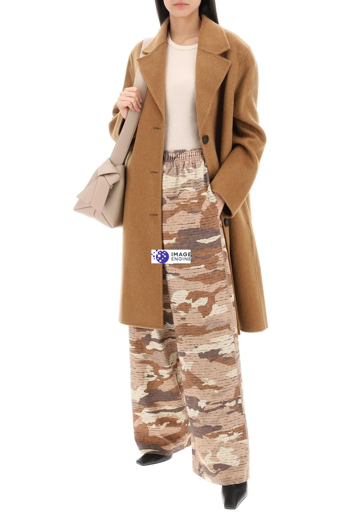 Cappotto midi in lana e alpaca