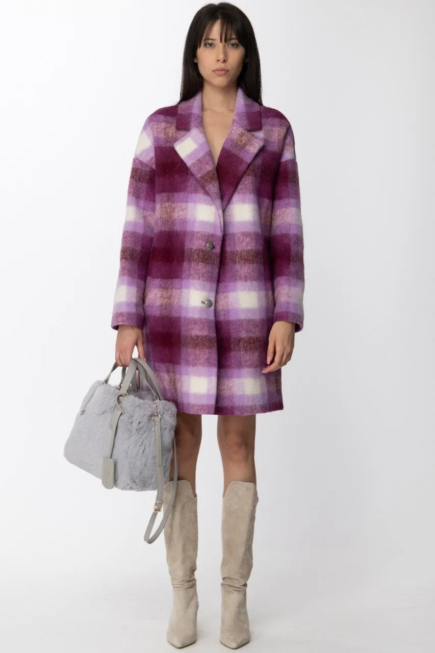 Cappotto stampa check Fucsia