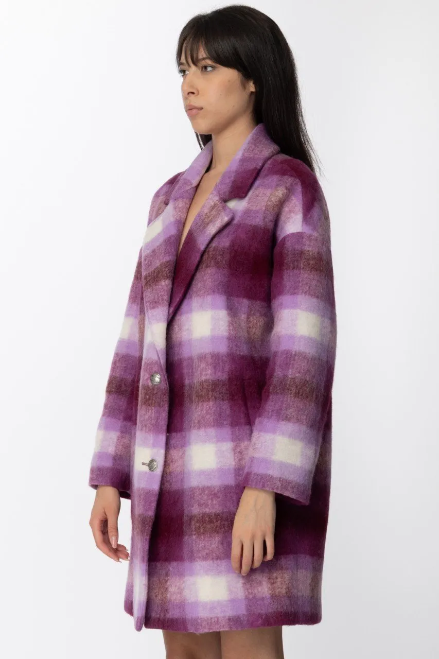 Cappotto stampa check Fucsia