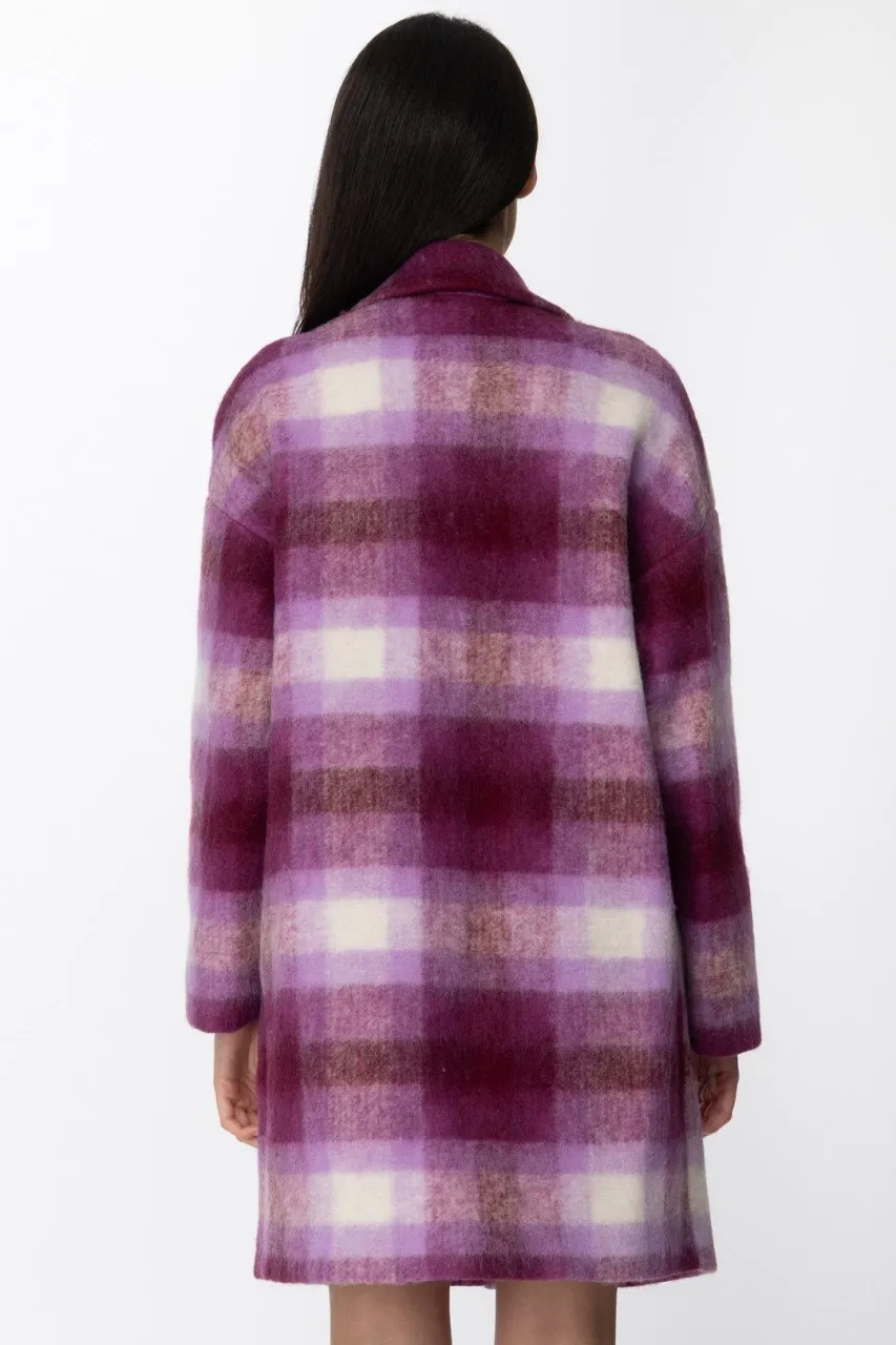 Cappotto stampa check Fucsia