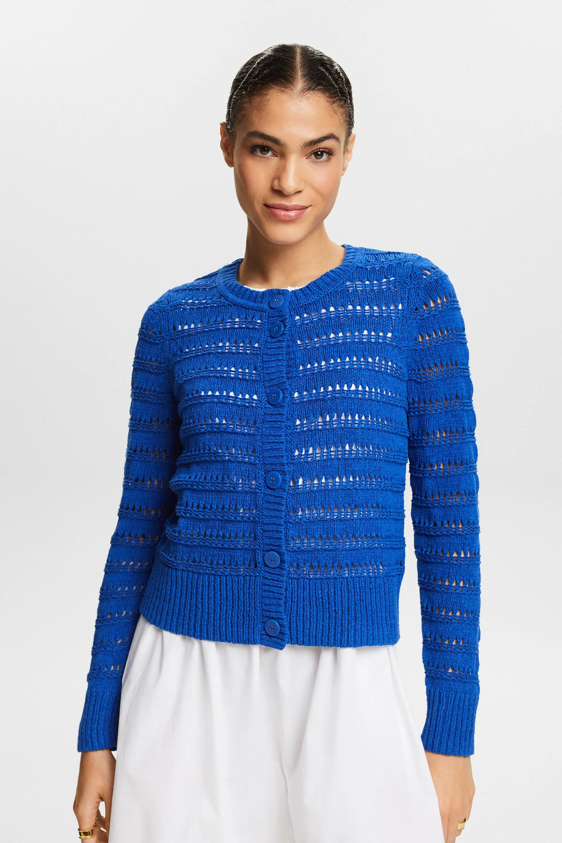 Cardigan a maglia traforata