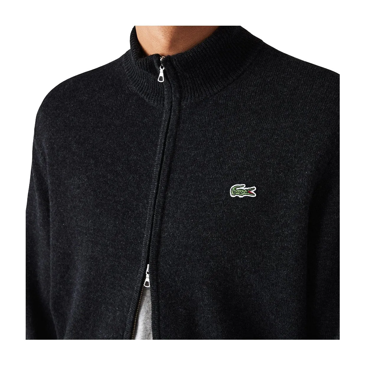 Cardigan Lacoste Full Zip Grigio Antracite