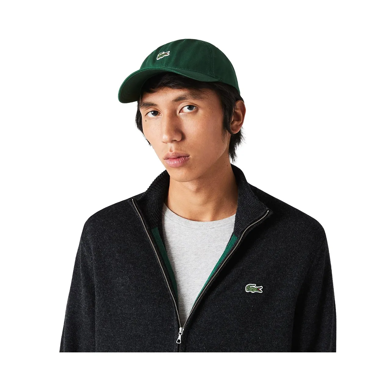 Cardigan Lacoste Full Zip Grigio Antracite