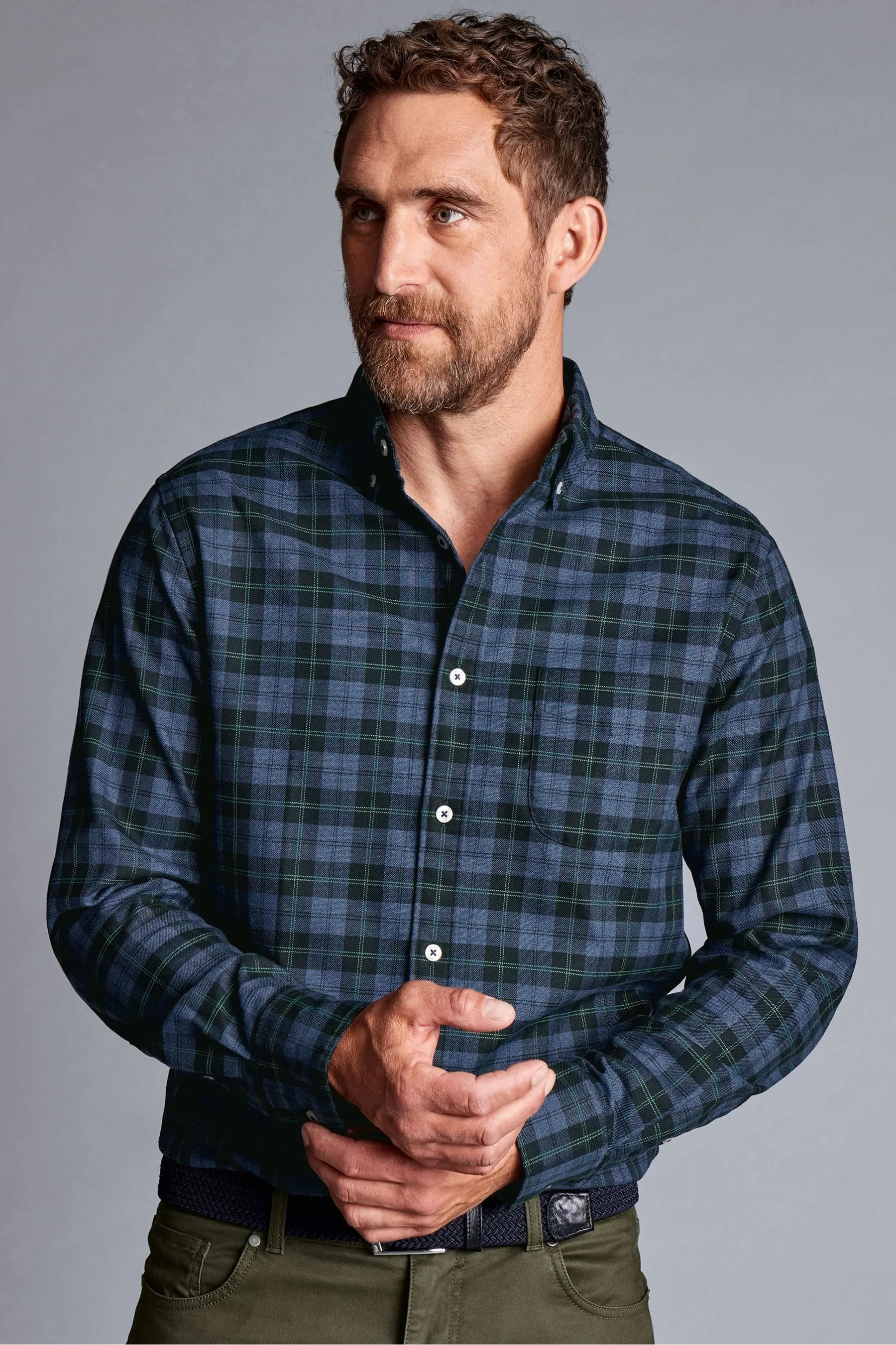 Charles Tyrwhitt - Camicia a quadri in Vestibilità attillata / Slim in twill no-stiro