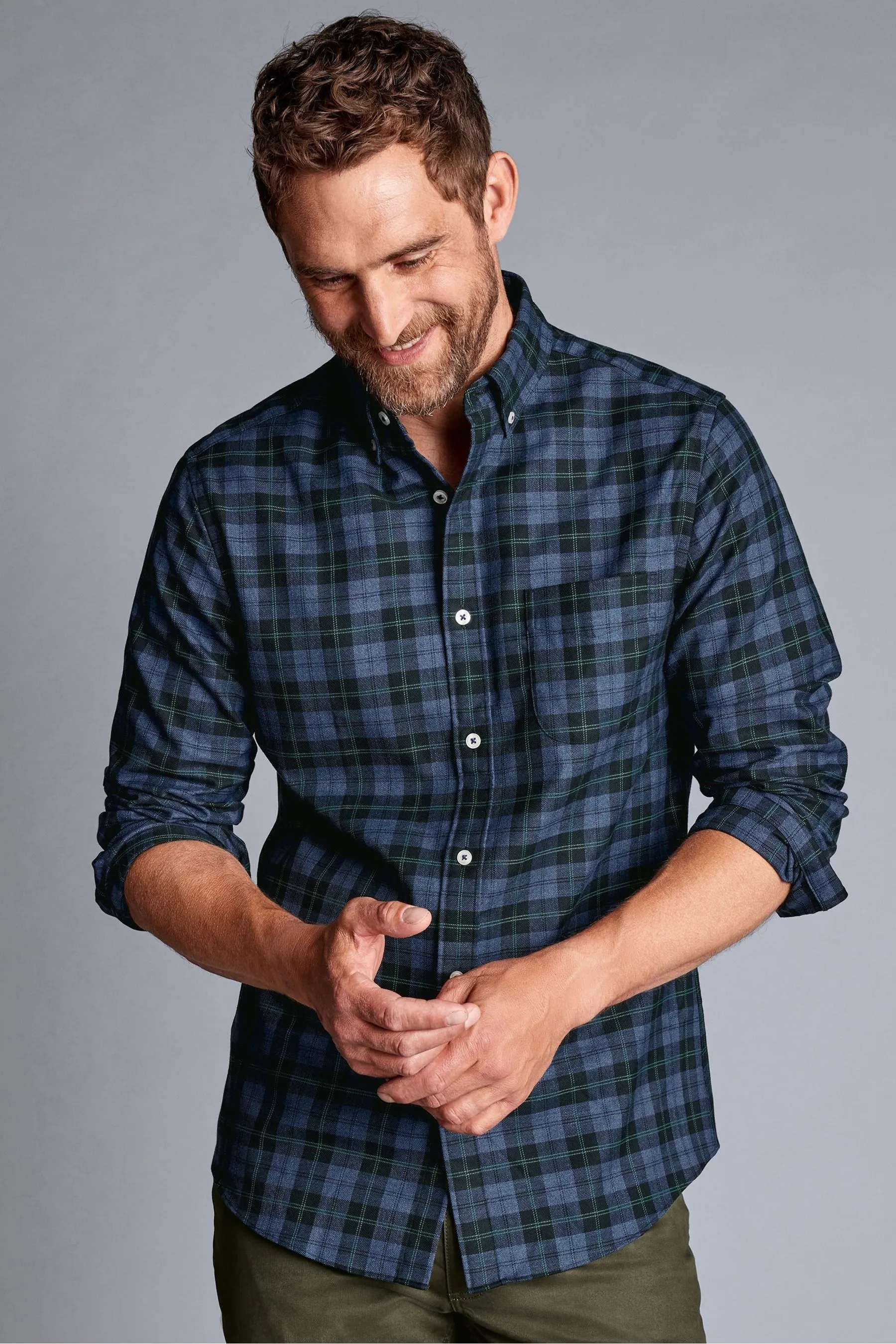 Charles Tyrwhitt - Camicia a quadri in Vestibilità attillata / Slim in twill no-stiro