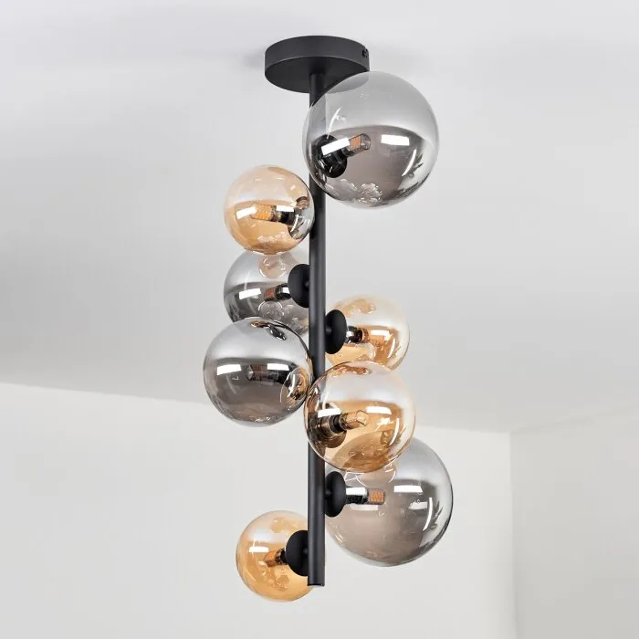Chehalis Plafoniera - Vetro 10 cm, 12 cm, 15 cm Ambrato, Grigio fumo, 8-Luci