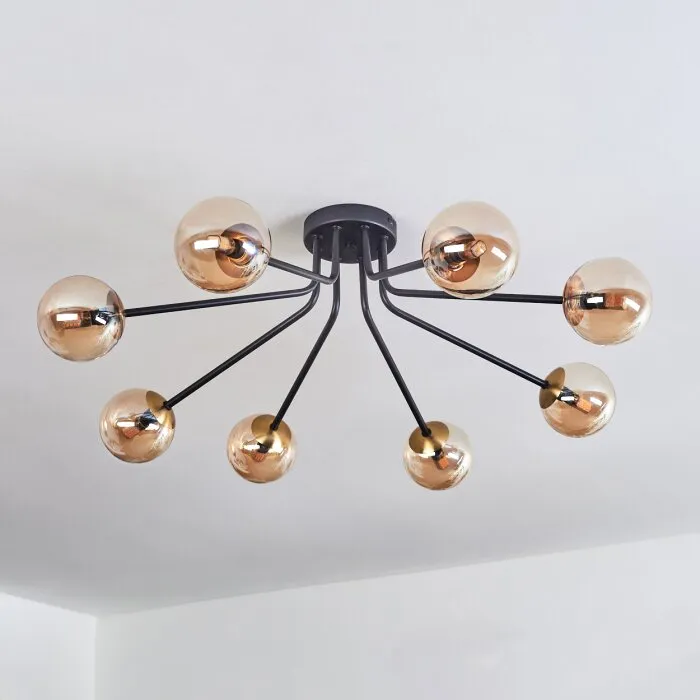 Chehalis Plafoniera - Vetro 10 cm Oro, Nero, 8-Luci