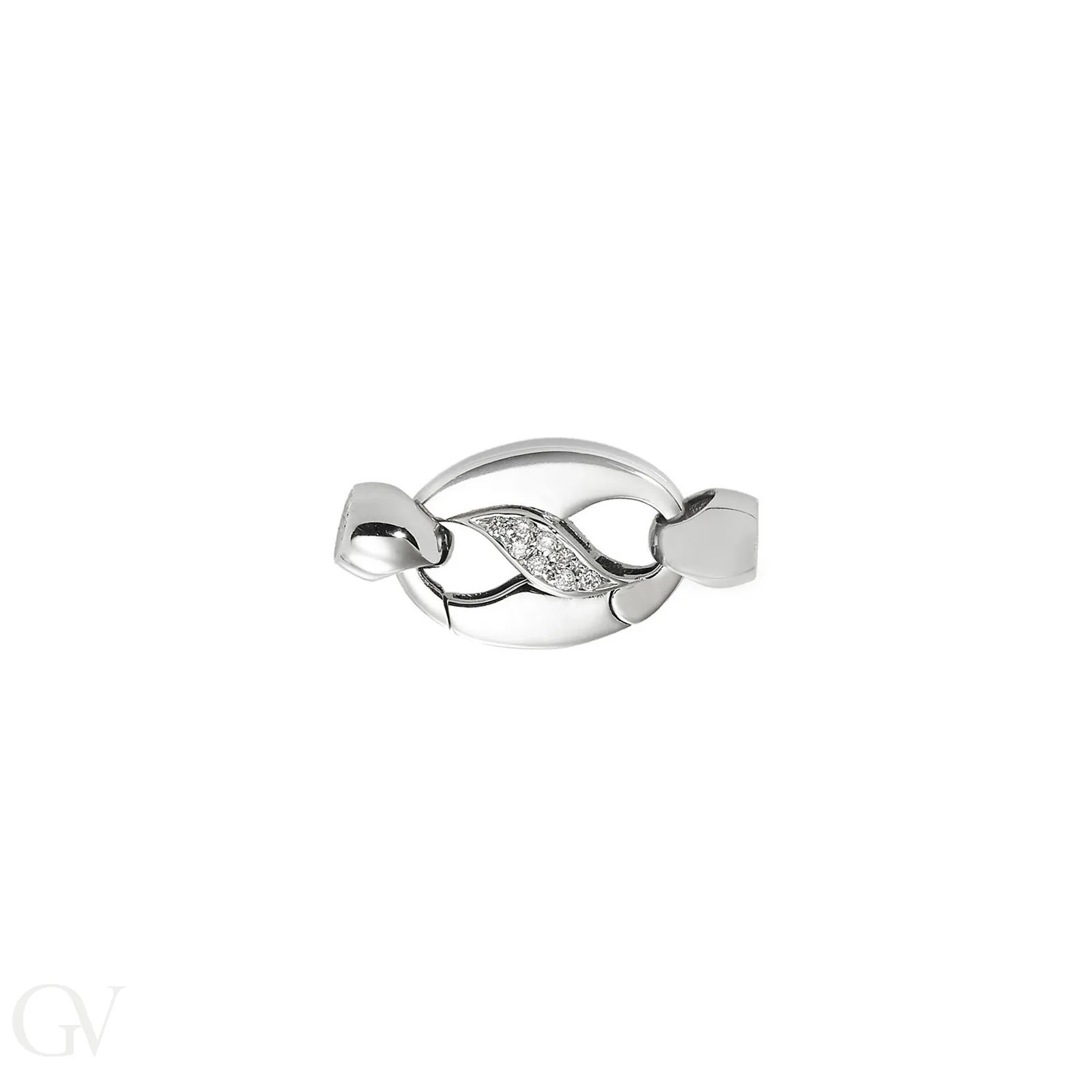 Chiusura per fili perle in Oro Bianco 18k con diamanti, 2x1 cm