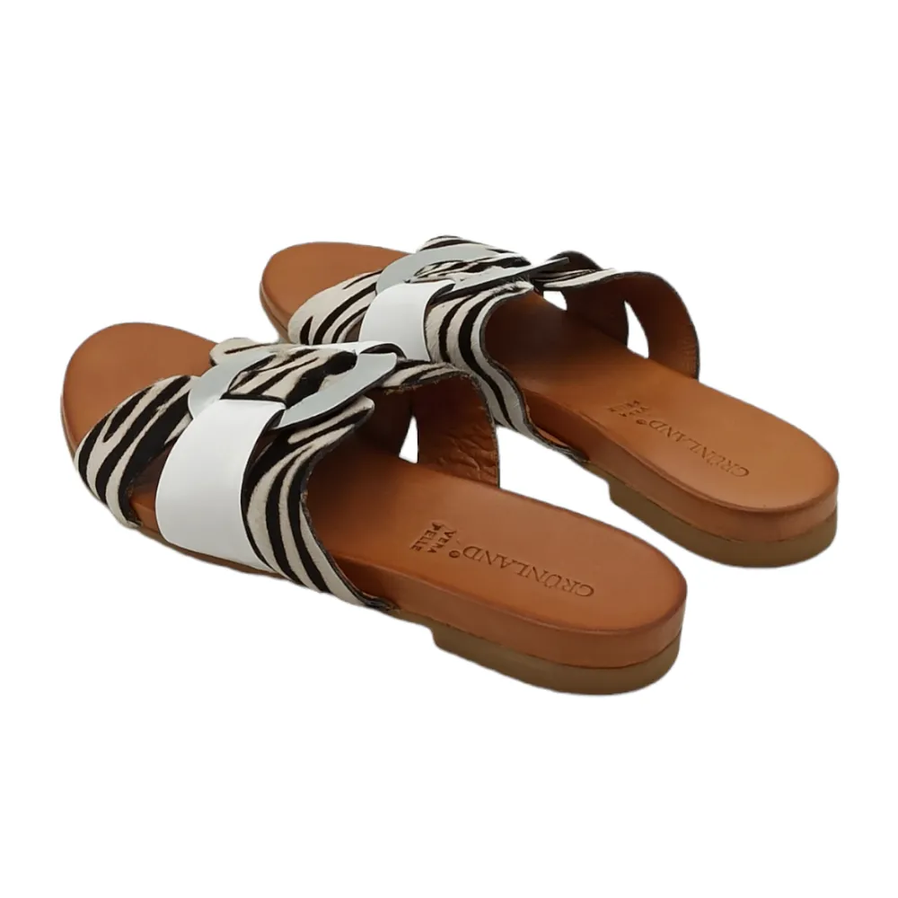 Ciabatta donna pelle Grunland CI2855 I8FANO BIANCO-MULTI