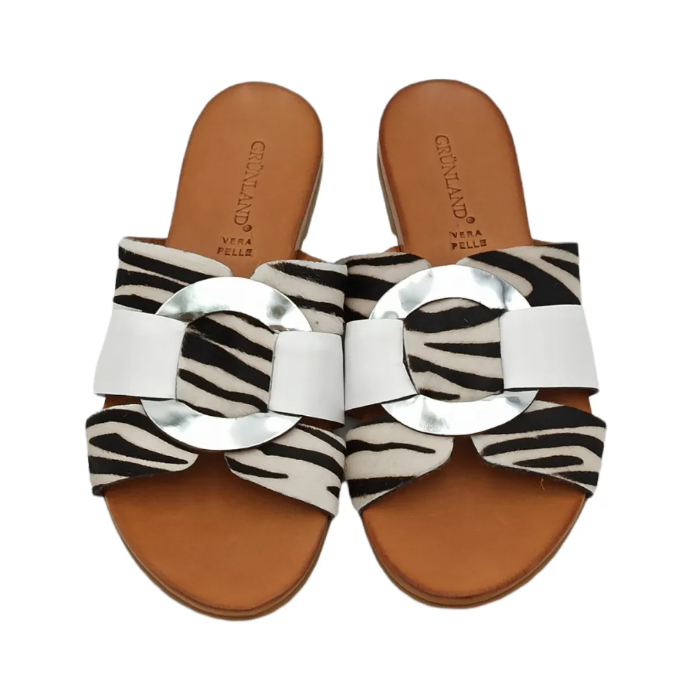 Ciabatta donna pelle Grunland CI2855 I8FANO BIANCO-MULTI