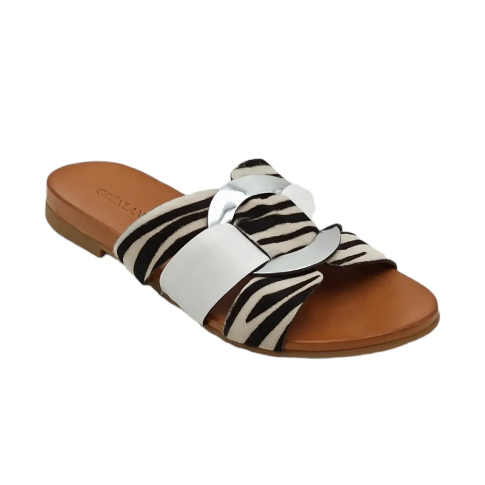 Ciabatta donna pelle Grunland CI2855 I8FANO BIANCO-MULTI