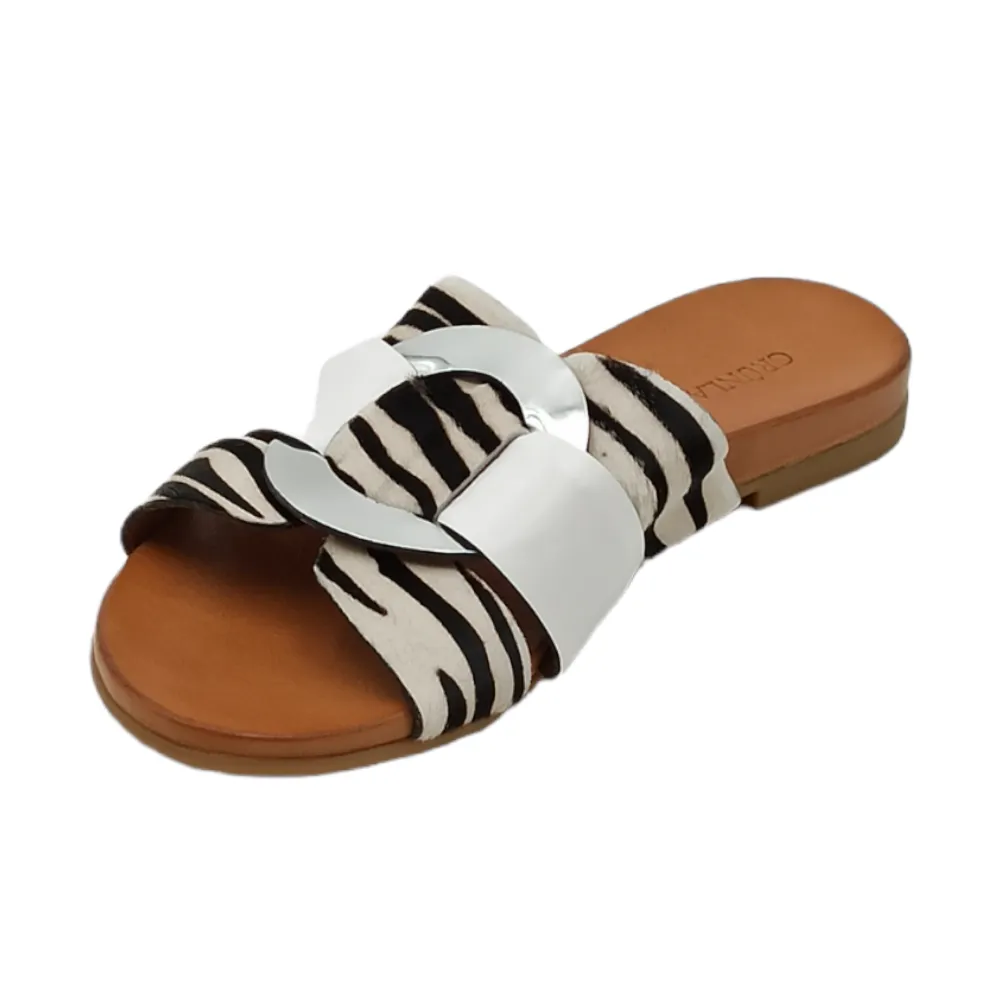 Ciabatta donna pelle Grunland CI2855 I8FANO BIANCO-MULTI