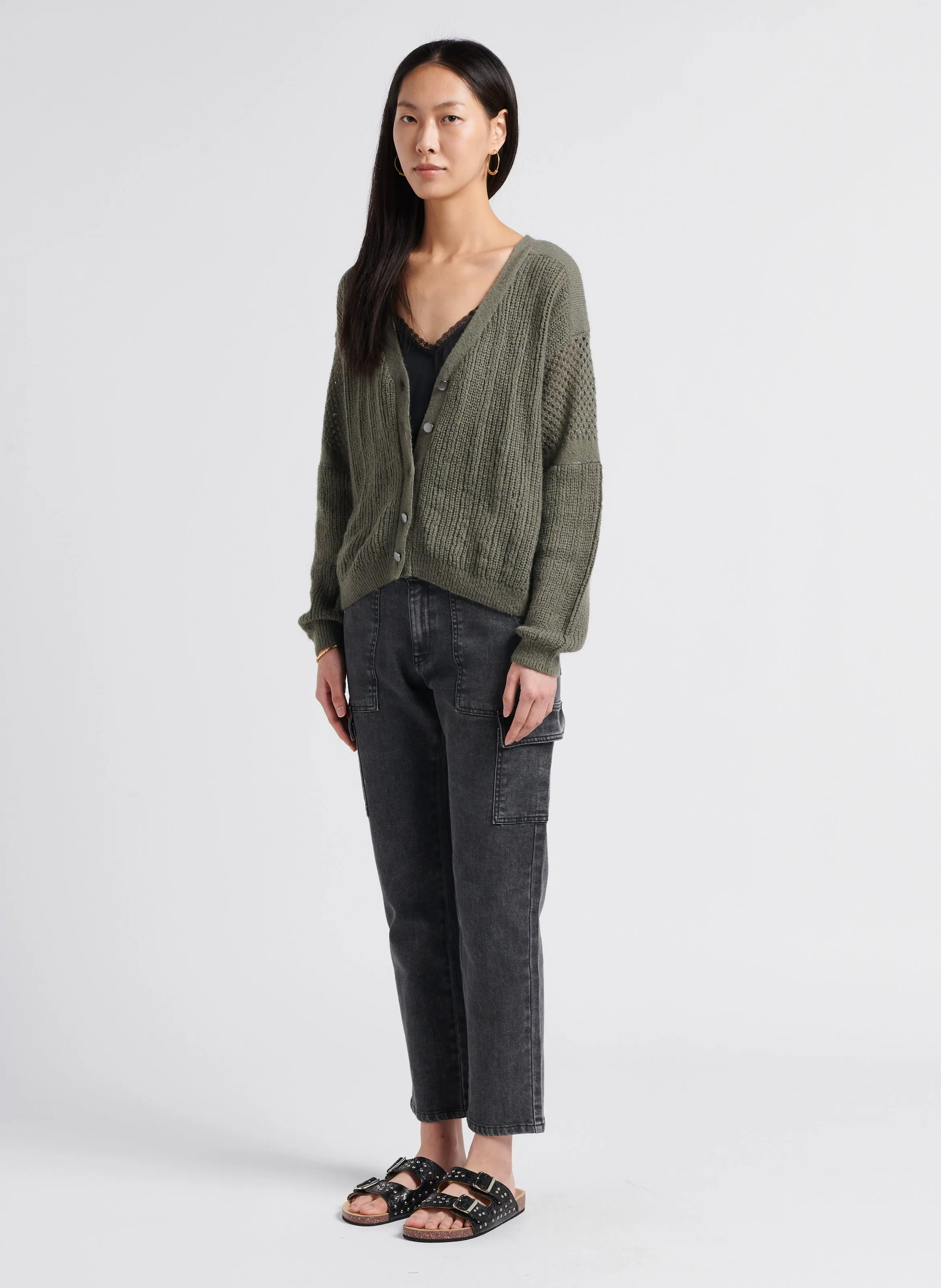  CLARIS VIROT   ODETTE - Sandali bassi in pelle pitone | Nero