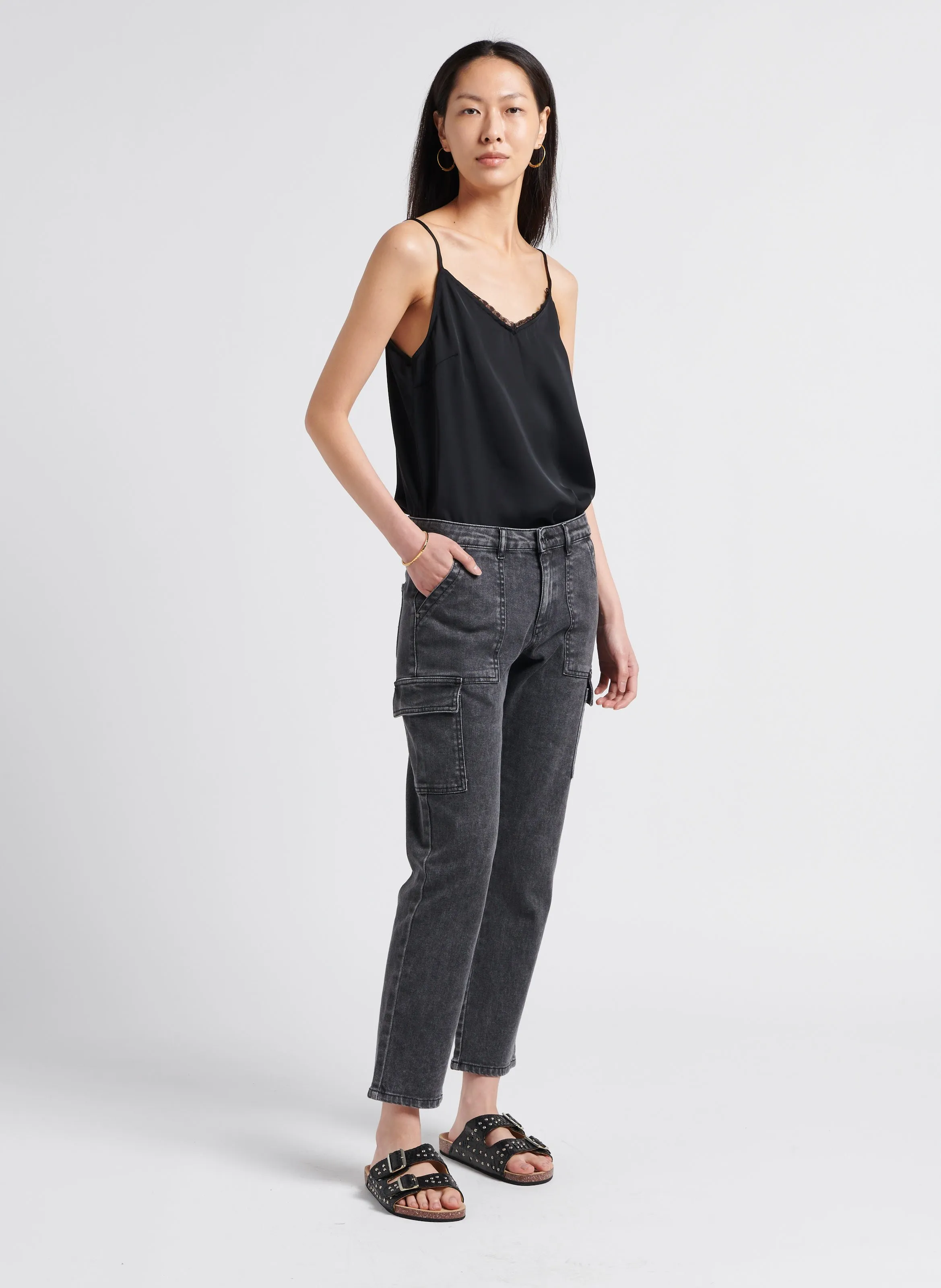  CLARIS VIROT   ODETTE - Sandali bassi in pelle pitone | Nero