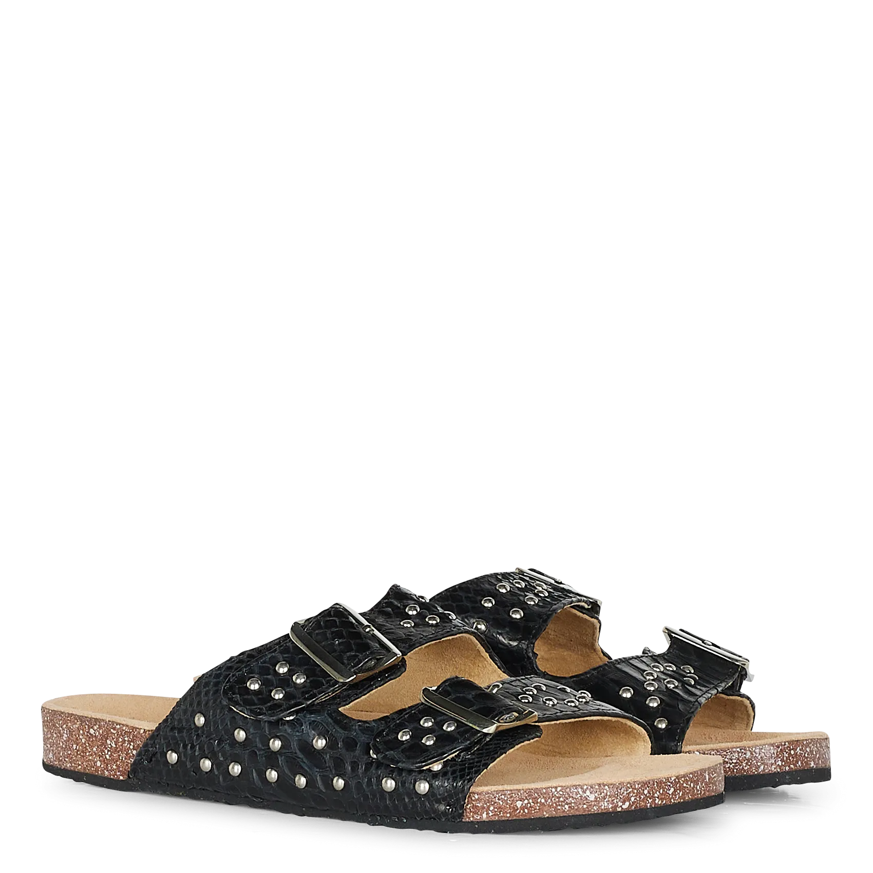  CLARIS VIROT   ODETTE - Sandali bassi in pelle pitone | Nero