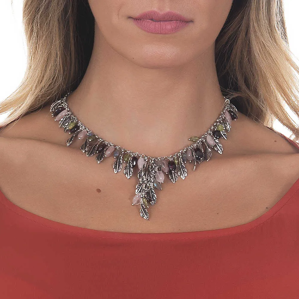 collana Argento 925 con Pendente donna Bottega Boccadamo Verde Carezza
