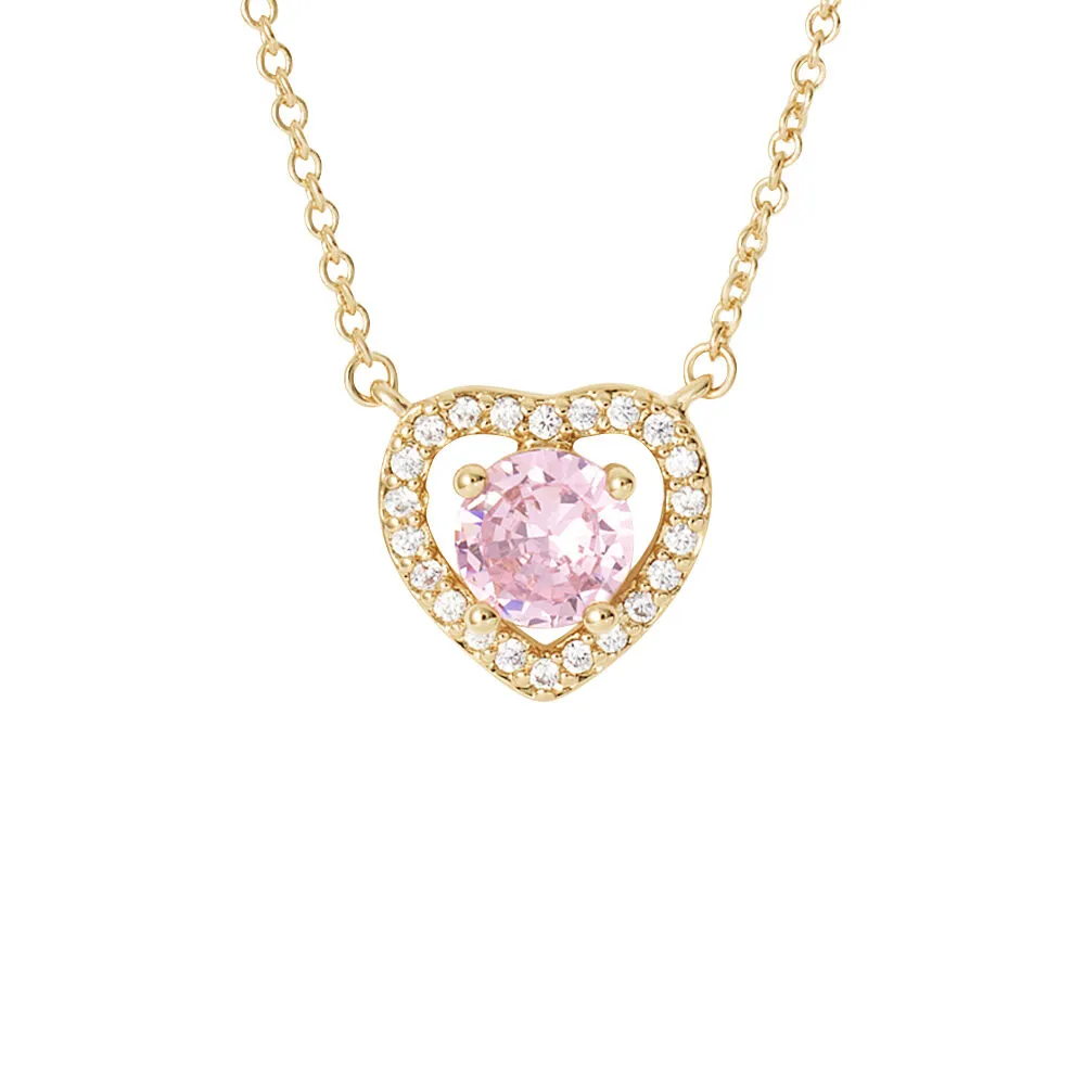 Collana Cuore Golden Dream Placcato Oro Giallo Maglia Forzatina Cubic Zirconia Rosa Cubic Zirconia Bianco 40 + 2 + 2 cm 1685712