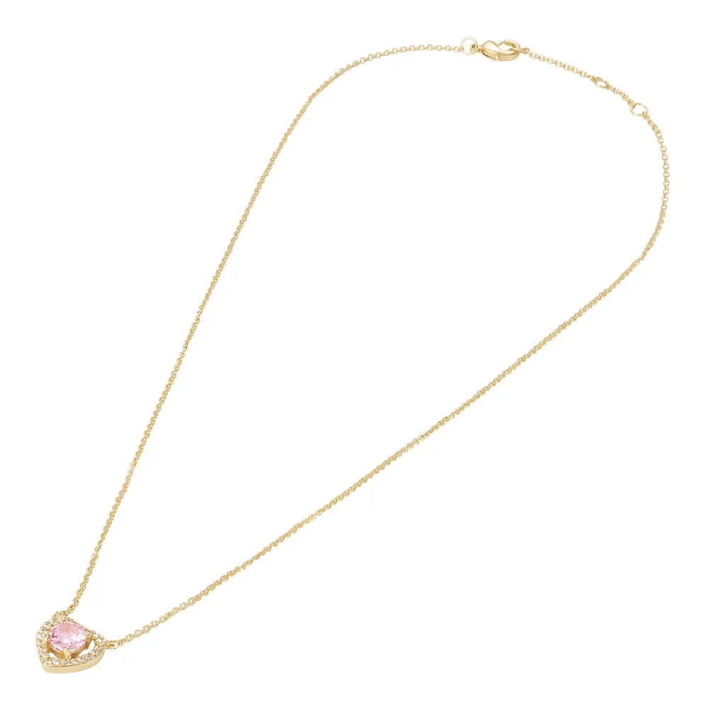 Collana Cuore Golden Dream Placcato Oro Giallo Maglia Forzatina Cubic Zirconia Rosa Cubic Zirconia Bianco 40 + 2 + 2 cm 1685712