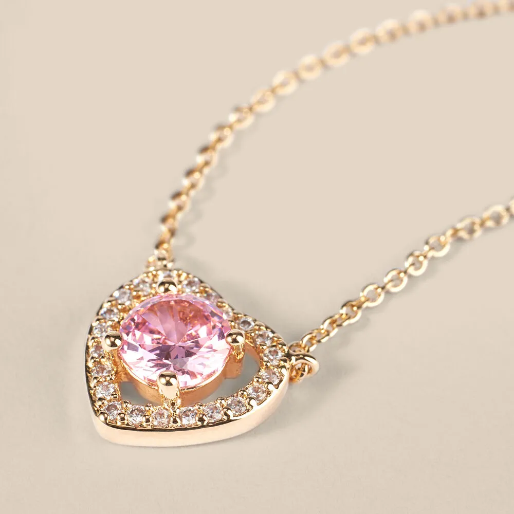 Collana Cuore Golden Dream Placcato Oro Giallo Maglia Forzatina Cubic Zirconia Rosa Cubic Zirconia Bianco 40 + 2 + 2 cm 1685712