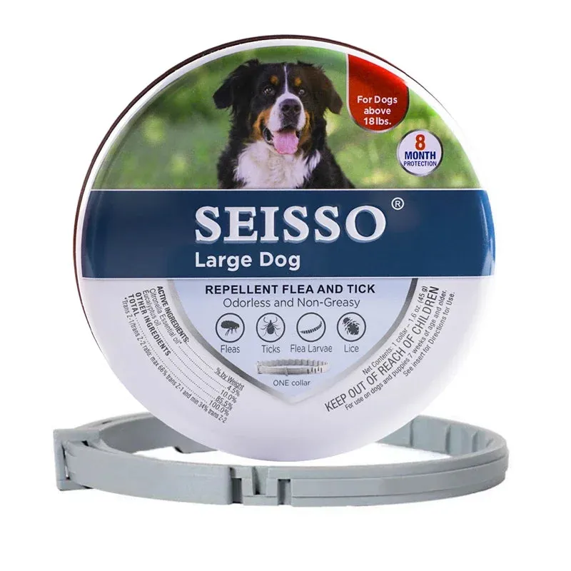 Collari Anti pulci e zecche per cani, collare regolabile di protezione per animali domestici di 8 mesi per cani di taglia grande