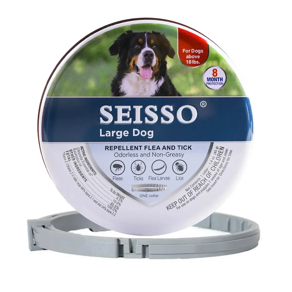 Collari Anti pulci e zecche per cani, collare regolabile di protezione per animali domestici di 8 mesi per cani di taglia grande